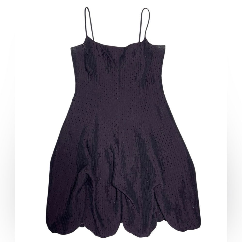 Vintage Carol Peretz Purple Bubble Hem Cocktail Dress Mini Dress Spaghetti Strap